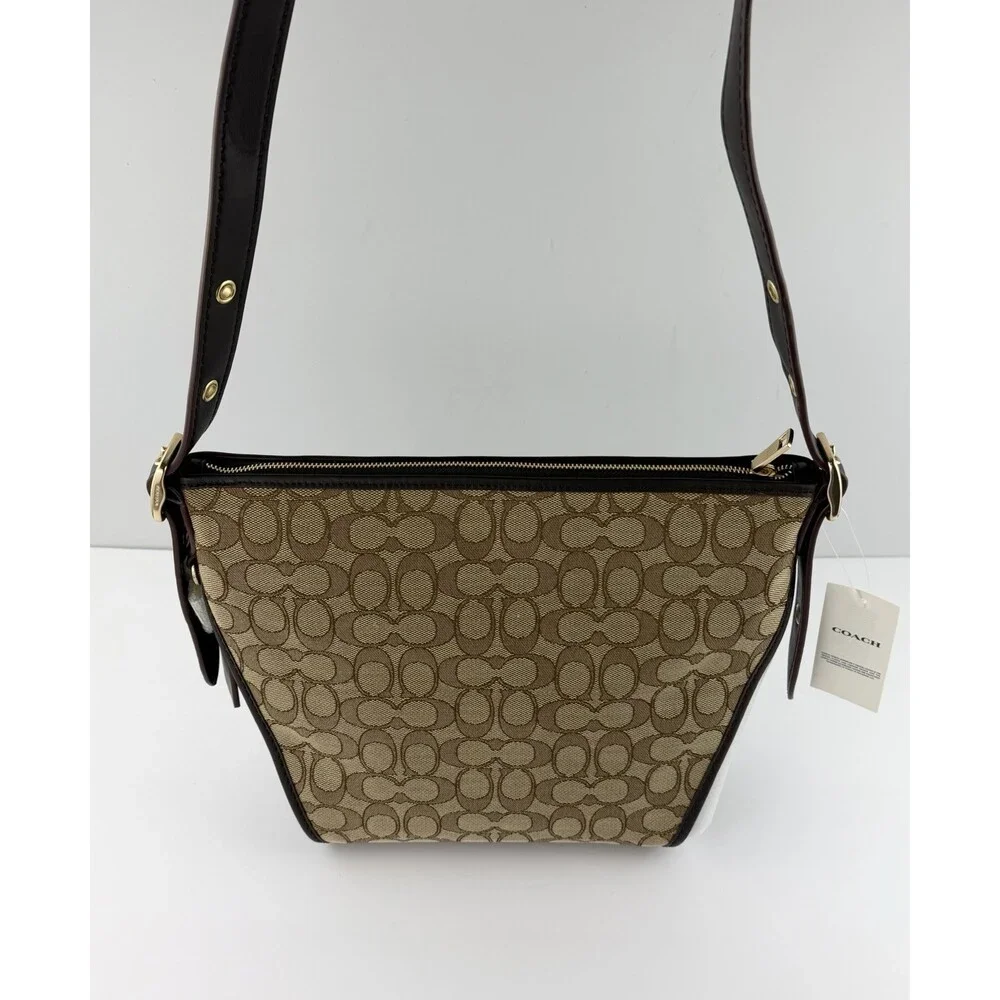 Coach Signature Small Dufflette Crossbody Shoulder Bag, Khaki, Brown, NWT $225